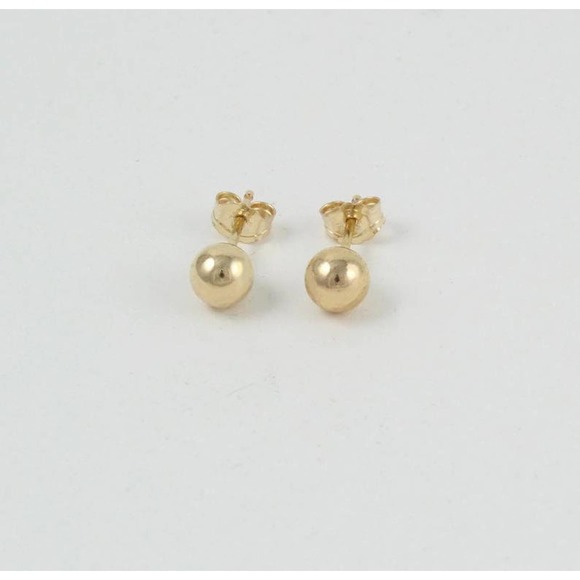 10K Real Gold Ball Stud Earrings, Minimalist Hypo Allergenic Tiny Studs - Picture 1 of 4